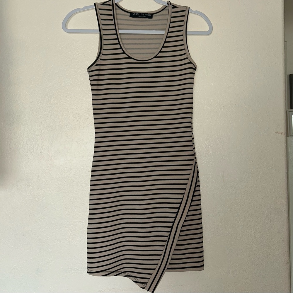 Absolute Angel Black and Tan Asymmetrical Bodycon Dress